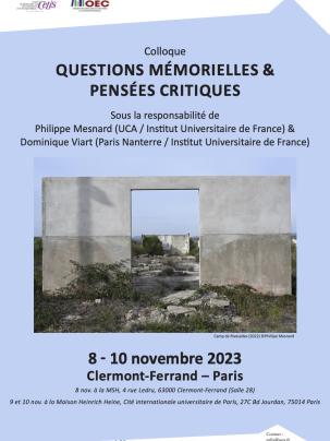 Colloque « Questions mémorielles & pensées critiques »